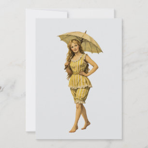 Carte De Correspondance Fille de bord de mer victorienne avec ombrelle à r