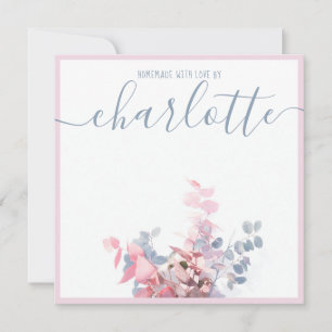 Carte De Correspondance Fille Élégante Minimaliste Floral Blue Rose Nom