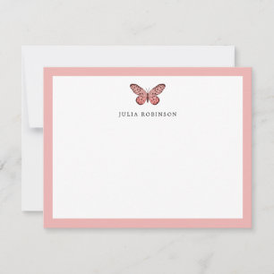 Carte De Correspondance Fille Papillon rose Whimsical