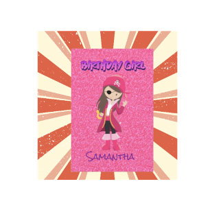 Carte De Correspondance Fille Pirate Pailletée au Pastel Rose Magique