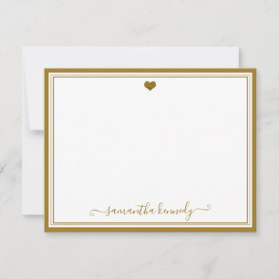 Carte De Correspondance Fille tendance Chic Gold Heart Nom personnalisé