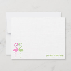 Carte De Correspondance Flamant rose Couple Custom Flat Merci Notes