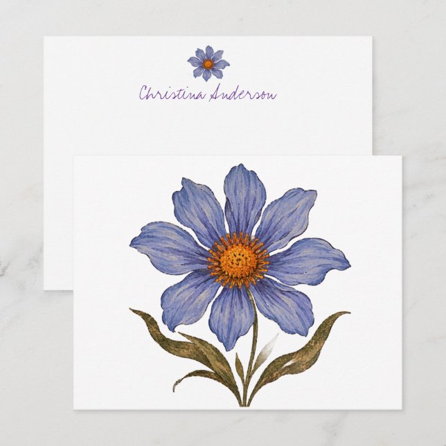 Carte De Correspondance Fleur Boho (Devant / Derrière)