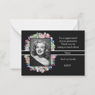 Carte De Correspondance Fleur d'aquarelle sur le noir après le Merci funér