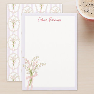 Carte De Correspondance Fleur de Lys en aquarelle monogrammée florale