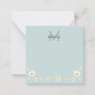 Carte De Correspondance Fleur de marguerite mignonne monogramme sarcelle m