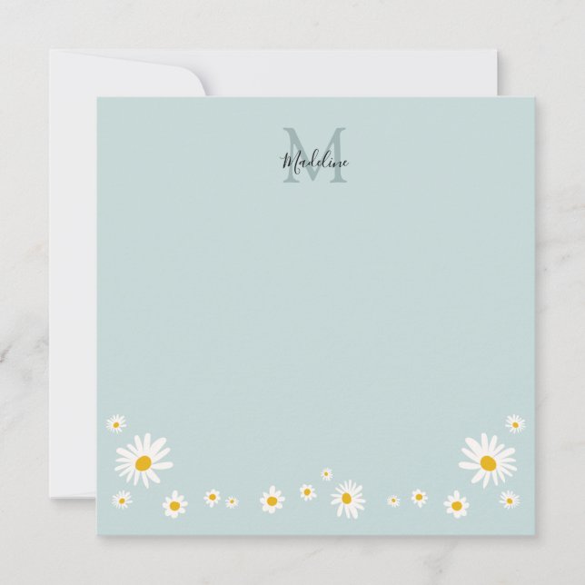 Carte De Correspondance Fleur de marguerite mignonne monogramme sarcelle m (Devant)