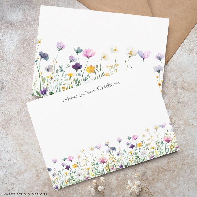 Carte De Correspondance Fleur de Monogramme Aquarelle Fleur Sauvage (The front and back is shown at a 4.25 x 5.5 inch size. Choose size, paper, & corner style.
)