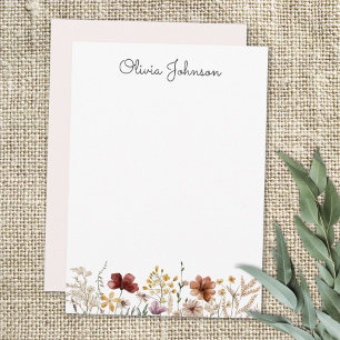 Carte De Correspondance Fleur Florale Jolie Aquarelle à Monogramme