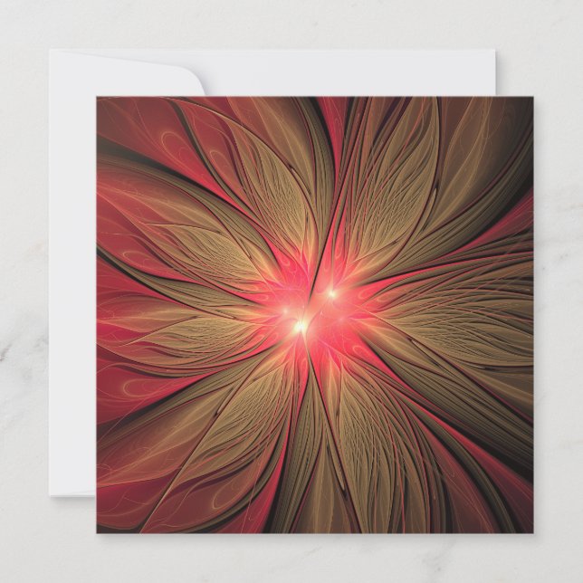 Carte De Correspondance Fleur fractale de fansy rouge (Devant)