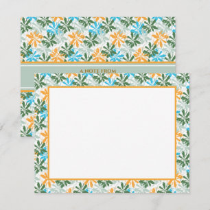 Carte De Correspondance Fleur Moderne Abstraite I Bleu et Orange Colorés
