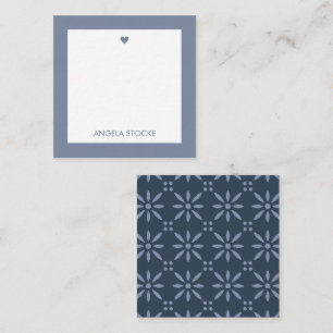 Carte De Correspondance Fleur Rétro Bleu Poussiéreux Personnalisée