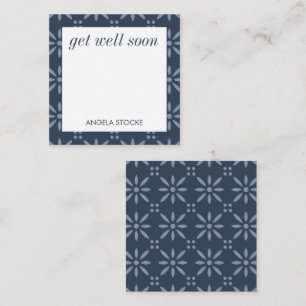 Carte De Correspondance Fleur Rétro Bleue Personnalisée