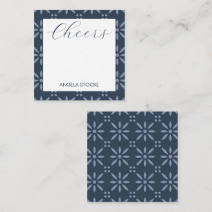 Carte De Correspondance Fleur Rétro Bleue Personnalisée