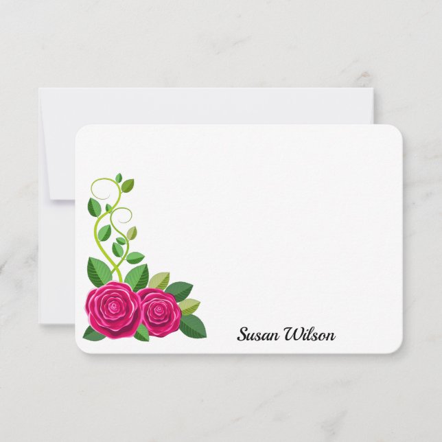 Carte De Correspondance Fleur rose rose Fuchsia élégante (Devant)