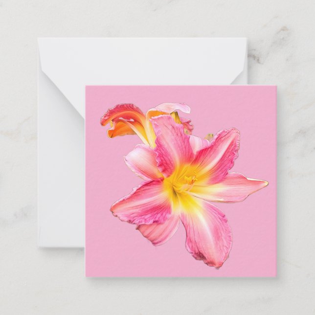 Carte De Correspondance Fleur rose - Textile rayures (Devant)