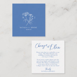 Carte De Correspondance fleur sauvage mariage monogramme bleu changement d