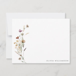 Carte De Correspondance Fleur sauvage minimaliste Nom personnalisé Papeter