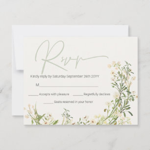Carte De Correspondance Fleur sauvage verdure Floral Mariage botanique RSV