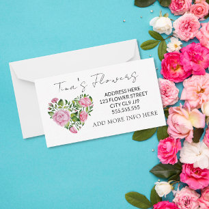 Carte De Correspondance Fleuriste élégant motif floral rose Merci