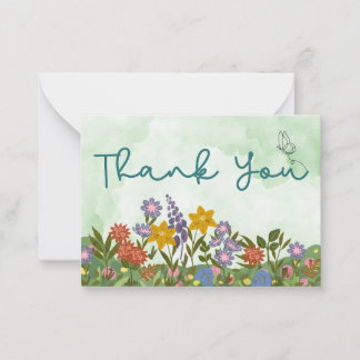 Carte De Correspondance Fleurs avec dégradé vert