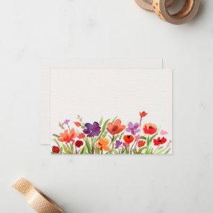 Carte De Correspondance Fleurs colorées Aquarelle du jardin