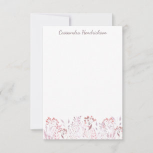 Carte De Correspondance Fleurs d'aquarelle en bleu minimaliste personnalis