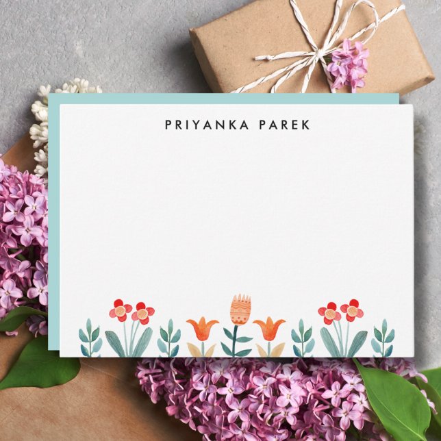 Carte De Correspondance Fleurs d'aquarelle scandinave modernes (Créateur téléchargé)