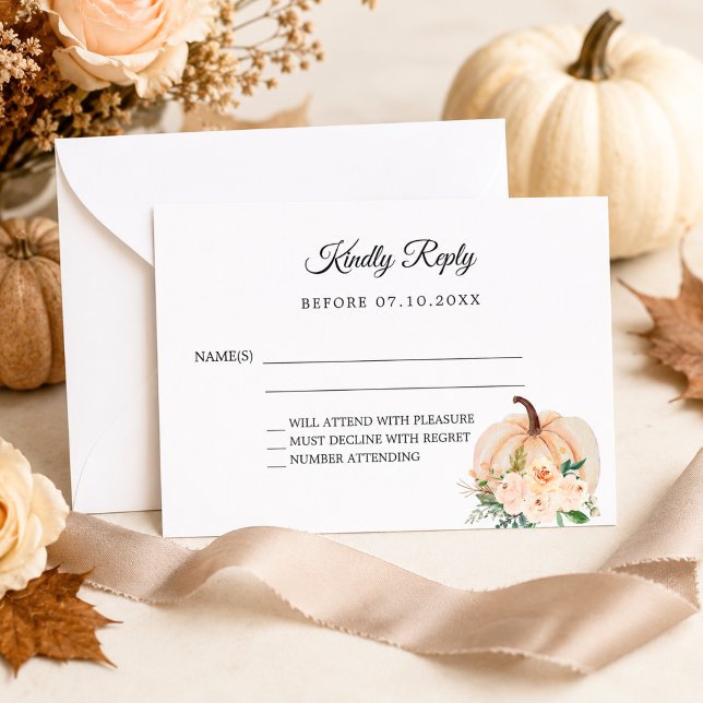 Carte De Correspondance Fleurs d'automne de citrouille réponse de mariage  (Créateur téléchargé)
