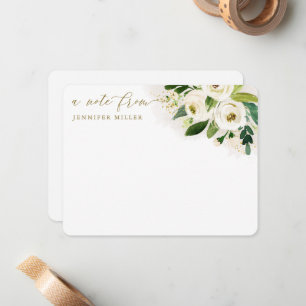 Carte De Correspondance Fleurs de aquarelle blanche Script