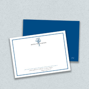 Carte De Correspondance Fleurs de cadre bleu marine moderne et espoir Pers