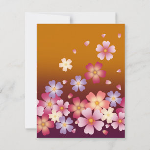 Carte De Correspondance Fleurs de cerisier japonaises Sakura Or & Prune