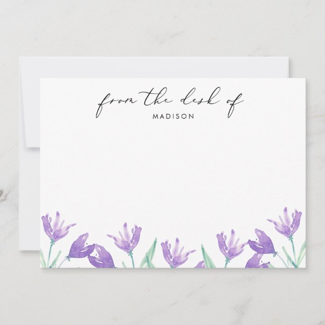 Carte De Correspondance Fleurs de lilas à l'aquarelle personnalisées (Devant)