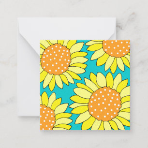 Carte De Correspondance Fleurs de soleil d'Aqua Jaune Orange Tirées à quat