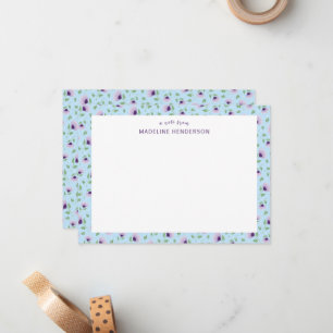 Carte De Correspondance Fleurs de soleil violet blanc clair Monogramme ble