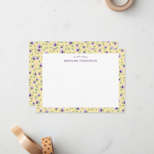 Carte De Correspondance Fleurs de soleil violet blanc clair Monogramme jau