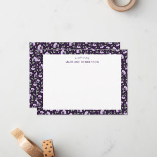 Carte De Correspondance Fleurs de soleil violet blanc foncé violet monogra