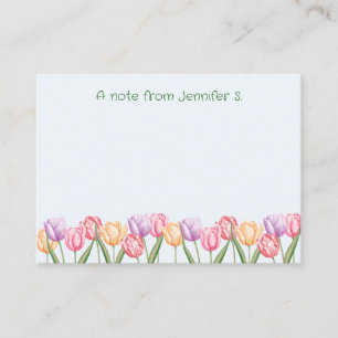 Carte De Correspondance Fleurs de tulipes aquarelles colorées avec texte p