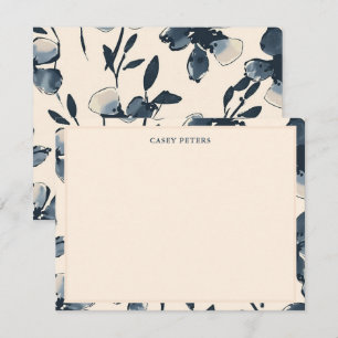 Carte De Correspondance Fleurs de typographie à l'aquarelle bleue de bordu