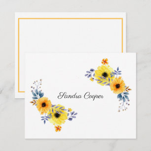 Carte De Correspondance Fleurs D'Été Jaune De Votre Bureau Un Personnel