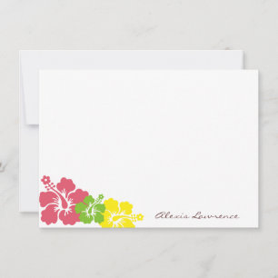 Carte De Correspondance Fleurs d'hibiscus rose tropical papeterie personna