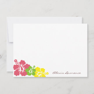 Carte De Correspondance Fleurs d'hibiscus rose tropical papeterie personna