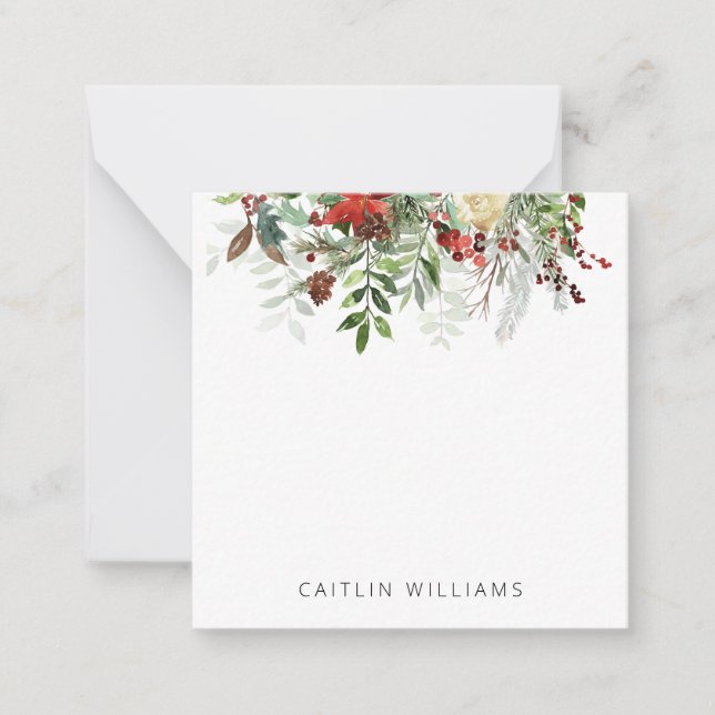Carte De Correspondance Fleurs d'hiver de Noël Petite (Devant)
