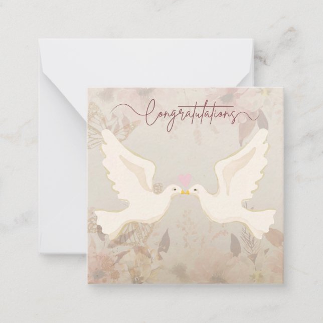 Carte De Correspondance Fleurs élégantes Félicitations Mariage Card (Devant)