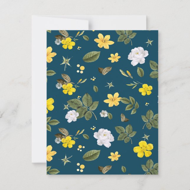 Carte De Correspondance Fleurs jaunes et roses blanches (Devant)