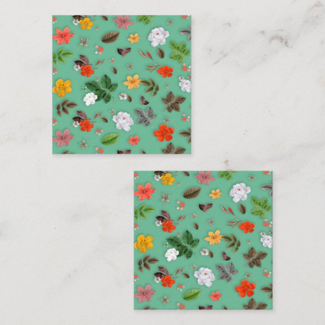 Carte De Correspondance Fleurs jaunes et roses blanches 14 (Devant / Derrière)