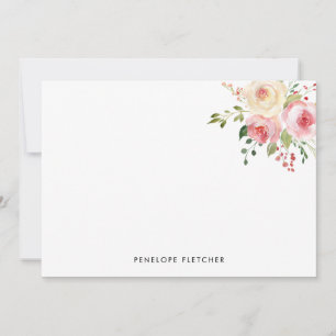 Carte De Correspondance Fleurs roses personnalisées Aquarelle moderne Flor