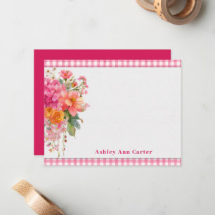 Carte De Correspondance Fleurs roses vives personnalisées