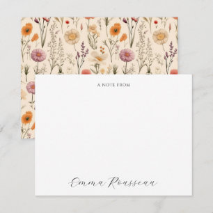 Carte De Correspondance Fleurs sauvages à l'aquarelle lilas orange écritur