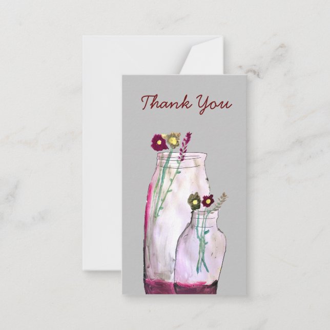Carte De Correspondance Fleurs sauvages d'aquarelle Whimsical en vase (Devant)